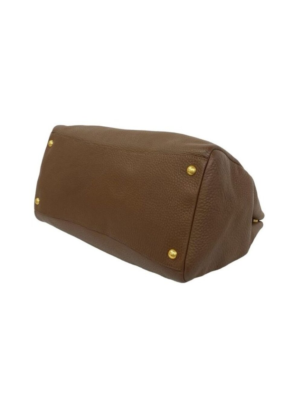 Prada Logo Vitello Daino Leather Tote Business A4 Brown - Picture 8 of 10